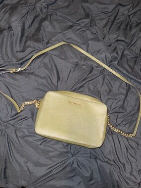 Michael Kors Olive Green Saffiano Crossbody with Gold Chain Strap